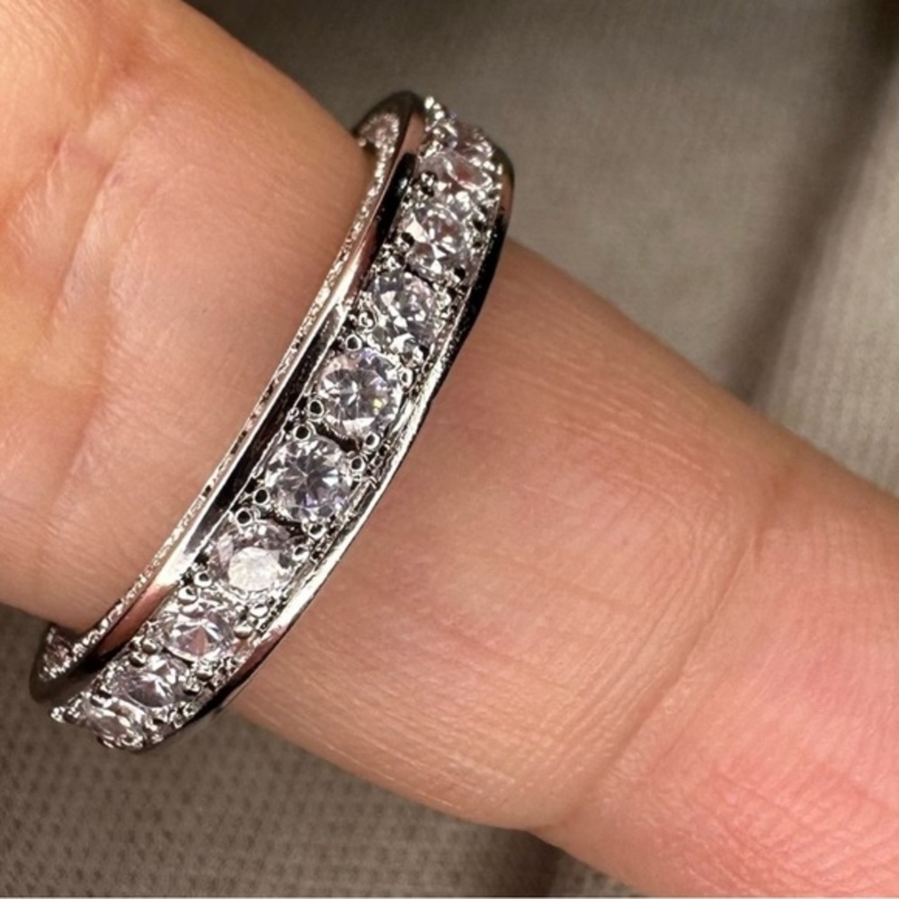 3.78TCW Round Cut diamond Eternity Band Engagement Ring 14K White Gold 4mm wide